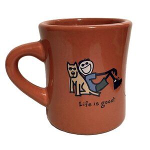 Life is Good Burnt Orange Dog and Owner Coffee Mug 10 oz